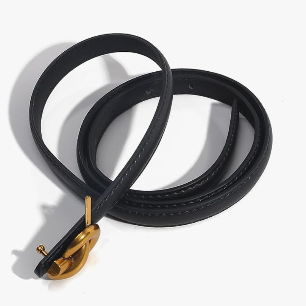 Metal Knot Buckle Skinny Waist Belt for Pants / Jeans / Dresses | Women - Picture 6 of 12